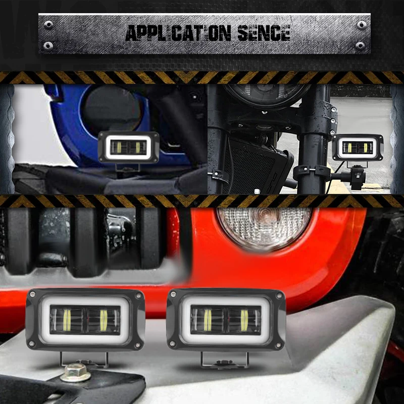 4 بوصة 20 واط 8D LED ضوء العمل بار DRL الأبيض الأحمر هالة عيون الملاك القيادة العلوي الضباب مصباح لسيارة 4X4 بيك اب SUV ATV UTB 12 فولت 24 فولت #6