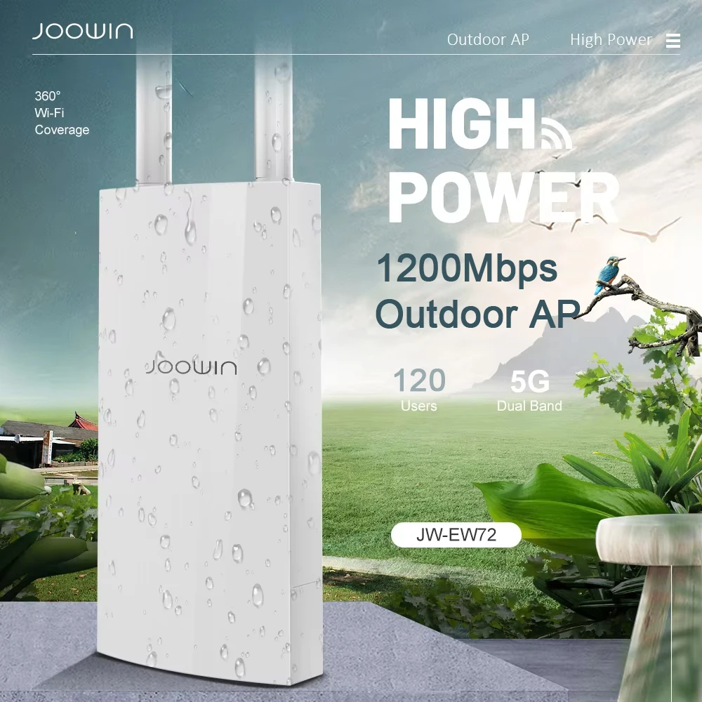 

JOOWIN High Power Outdoor AP Repeater 1200Mbps Dual Band Access Point Wifi 360 Degree Omnidirectional Antenna Router JW-EW72V2