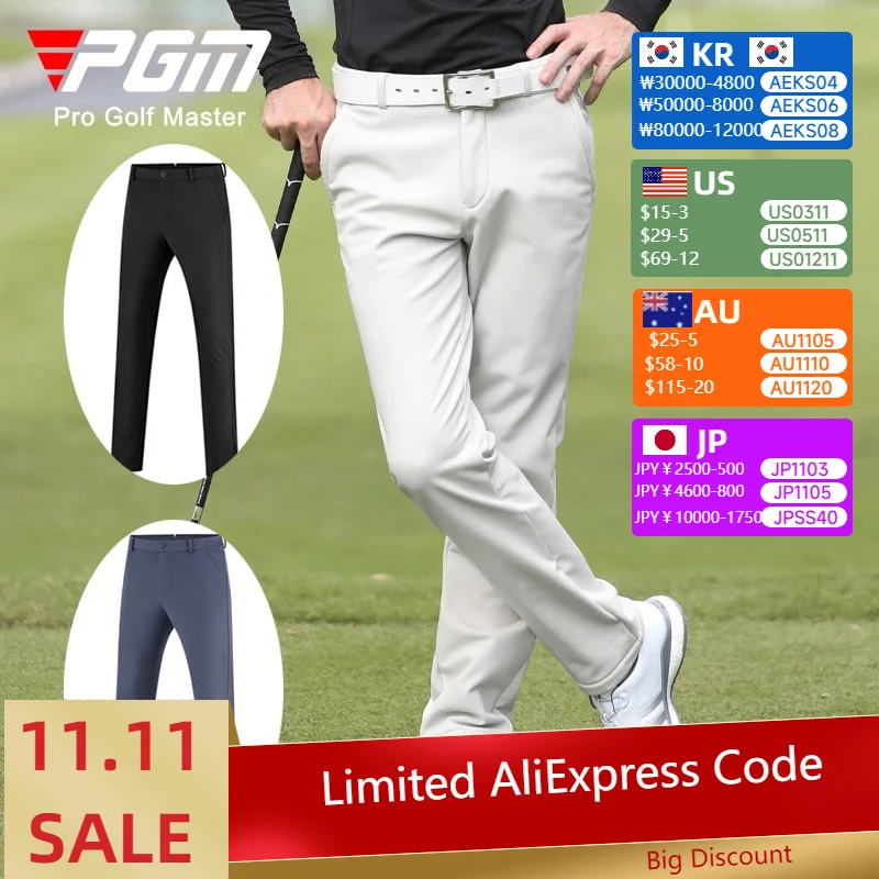 

PGM зимние водонепроницаемые брюки для гольфа для мужчин, утепленные флисовые прямые брюки, мужские морозостойкие теплые длинные брюки, размер 2XS-3XL