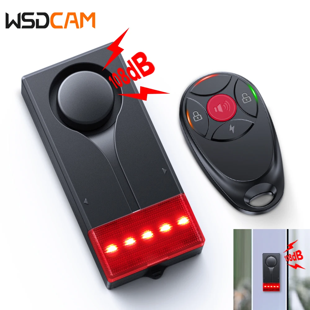 Wsdcam Anti Theft Vibration Sensor Car Alarm with Warning Light Alarm 108dB Car Alarm System with Magnetic Install