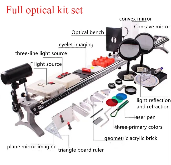 

Optical Experiment kit Triangular Prism Convex Lens Concave Mirror Dial Three Line Semiconductor Laser Light Source Physics