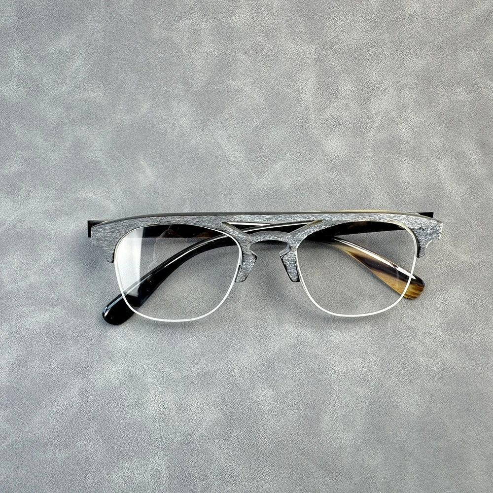 Eyeglass Frames Unique Rough Matte Vintage Nose Bridge Square Handmade Natural Horn Man Women's Glasses Frames Optical Eyewear