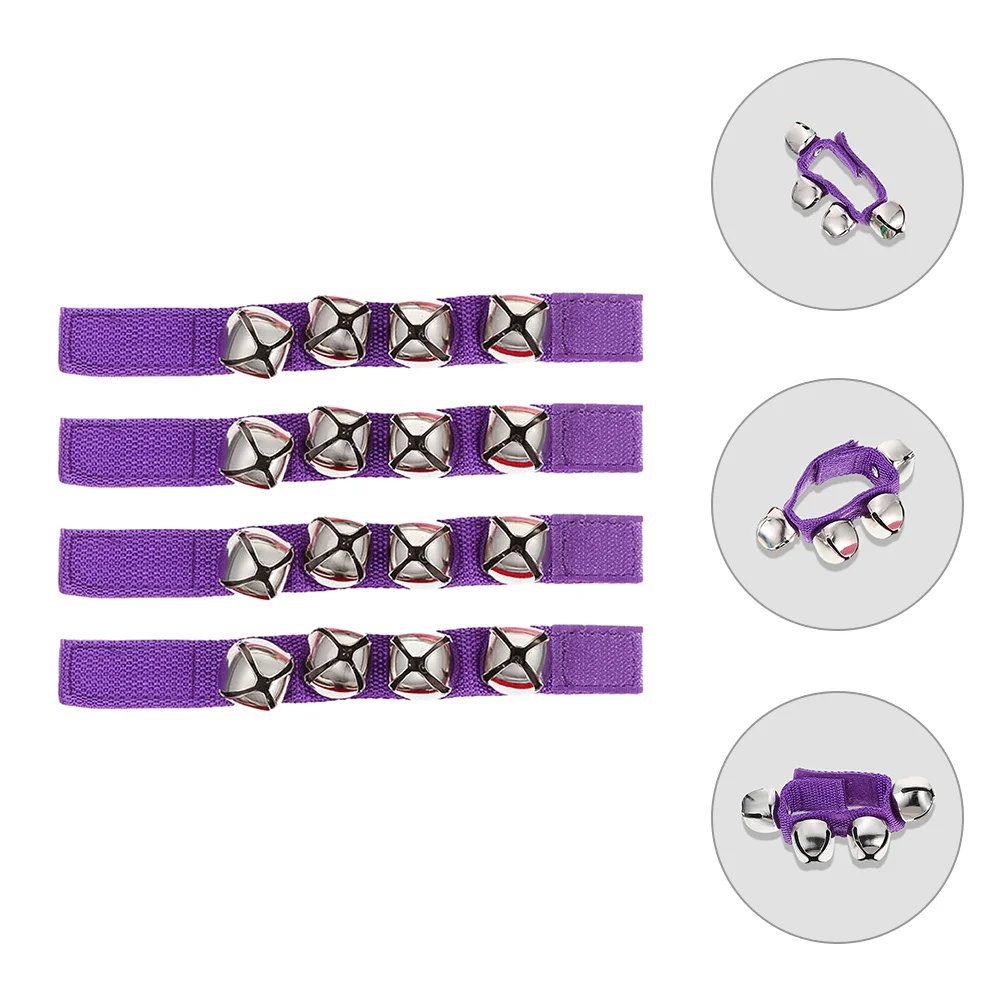 4 Pcs Wristband Hand Crank Baby Bell Child Toy Iron Fabric Adjustable Ankle Bells