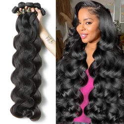 28 Inch Body Wave Human Hair Bundles Remy Hair Water Wavy Bundles Weaves Doule Drawn Wholesale Natural Tissage 1/3/4 PCS