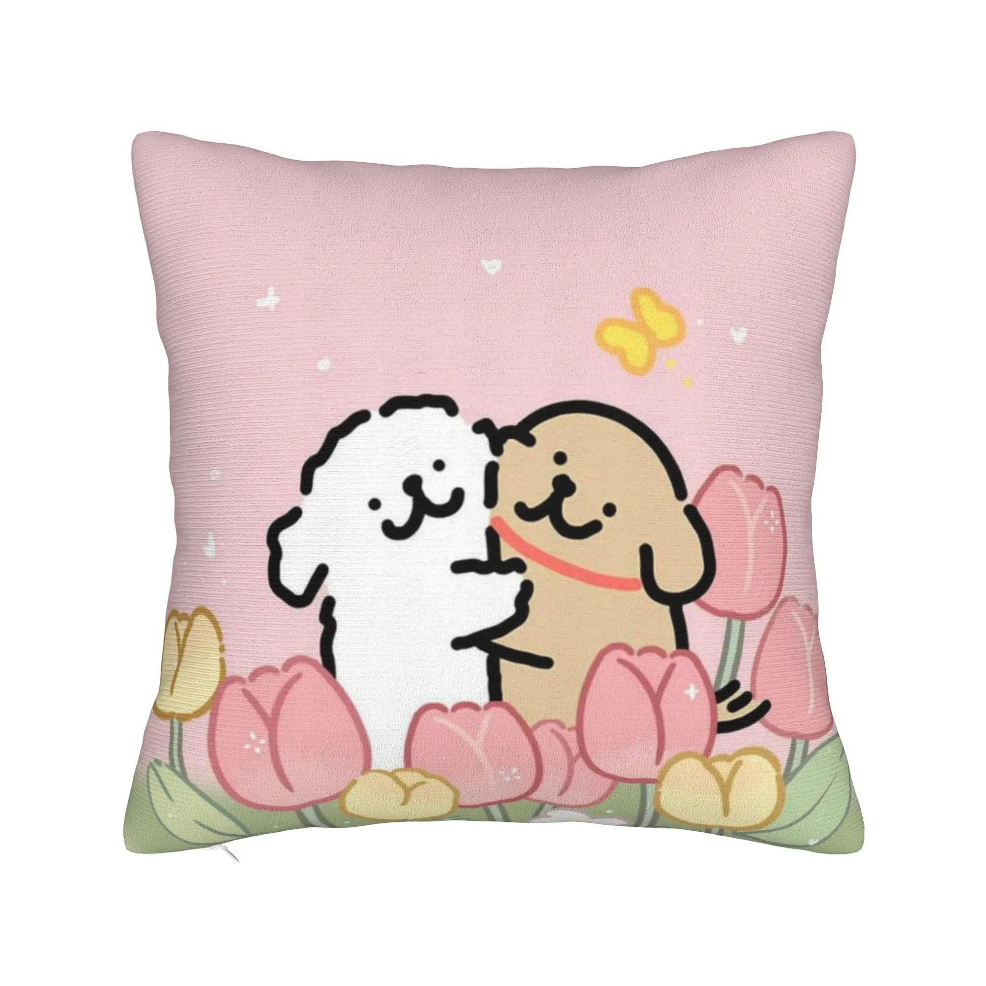 Cartoon Maltese Pillow Case Line Dog Puppy Vintage Pillow Cover Comfy Pillowcases For Couch Sofa Bedroom