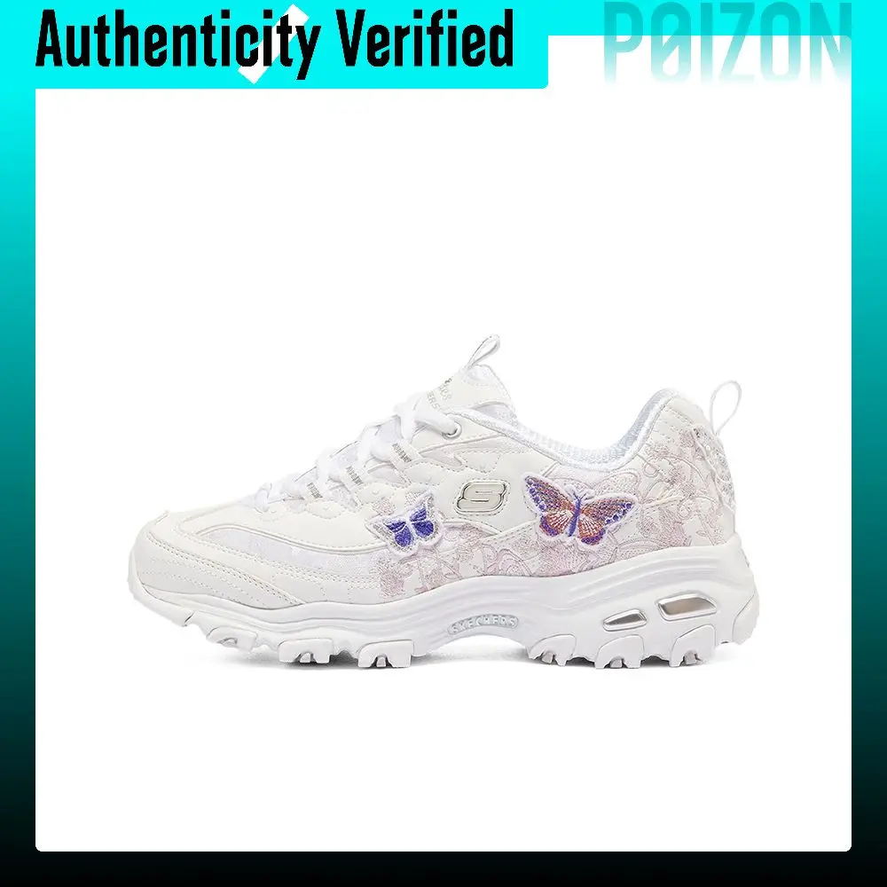 Skechers DLITES Chunky Sneakers Women's Low-top White Pink Blue Red 149908-WHT