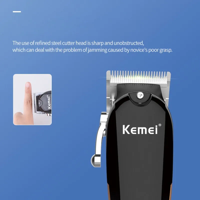 Kemei KM-1756 Hair Clipper Professional Barber Fade Hair Cutting Machine Rechargeable Electric Cordless Trimmer Men Strong Power