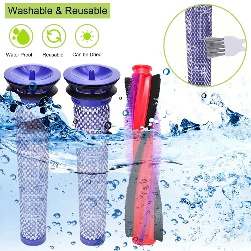 ローラーブラシHEPAフィルター,ダイソン用,掃除機交換部品,付属品,v6,dc59,dc62,sv03,1セット