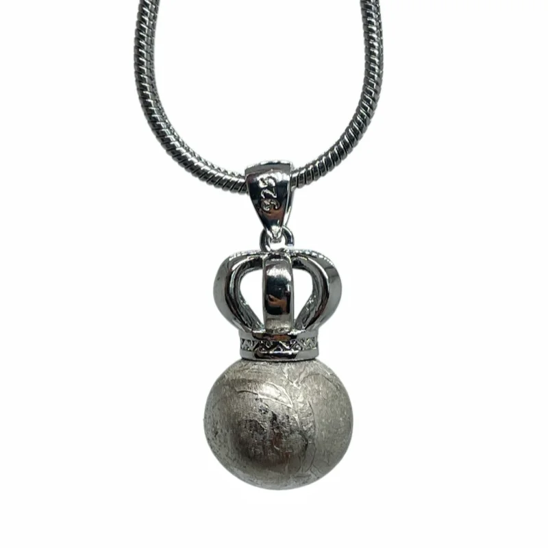 Authentic Muonionalusta Iron Meteorite Necklace Nickel-Coated Crown Design Fine Meteorite Collection Piece LK462