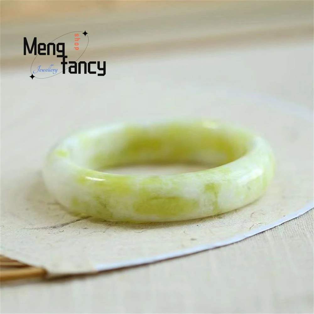 Natural Lantian Jade Floating Flower Bangle Simple Elegant Exquisite High-grade Luxury Quality Fashion Fine Jewelry Holiday Gift