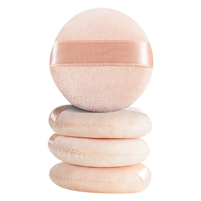 4Pcs Loose Powder Puff Pad Cosmetic Sponges Velour Makeup Applicator Washable Foundation Puff For Powder With Case