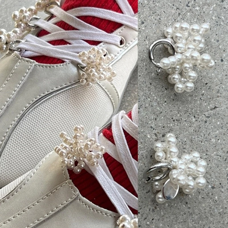 Stylish Pearls Floral Shoe Buckle Decorations Versatile Shoe Embellishments Decoration Accessory for Trendy Footwear