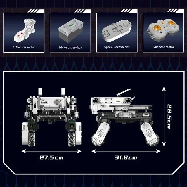 Mould King 21075 Technical The Remote Control Dynamic Omniterrain Guardian System Building Block Toys for Boys Christmas Gifts