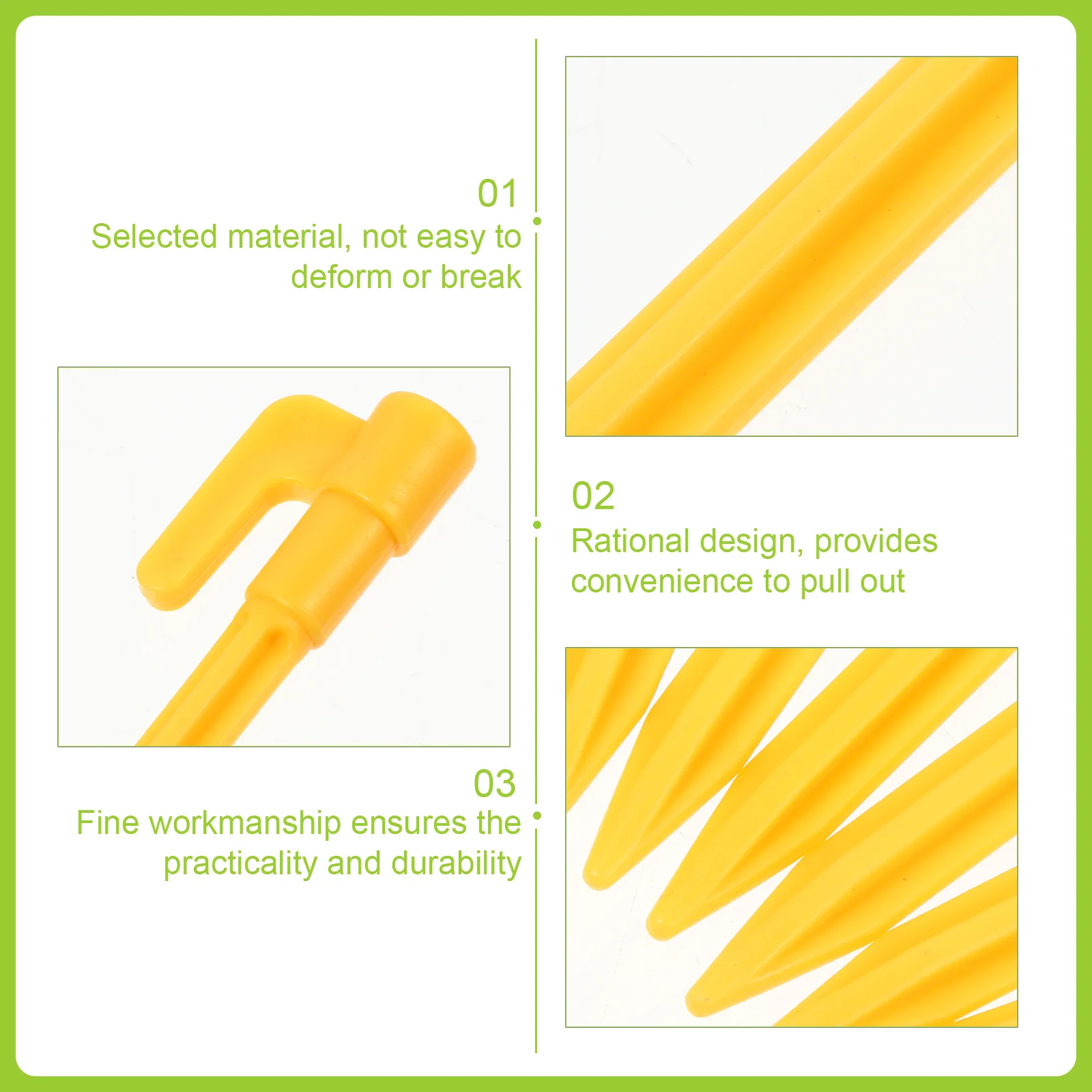 50 Pcs Inflatable Camping Tent Plastic Nails Pegs Beach Mat Fixing Accessory Yellow Ground