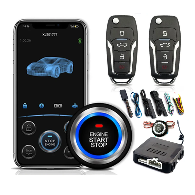 Mobilephone Remote Control Car Engine Start One Button Start Stop Autostart Keyless Entry System PKE Automatic Central Locking 