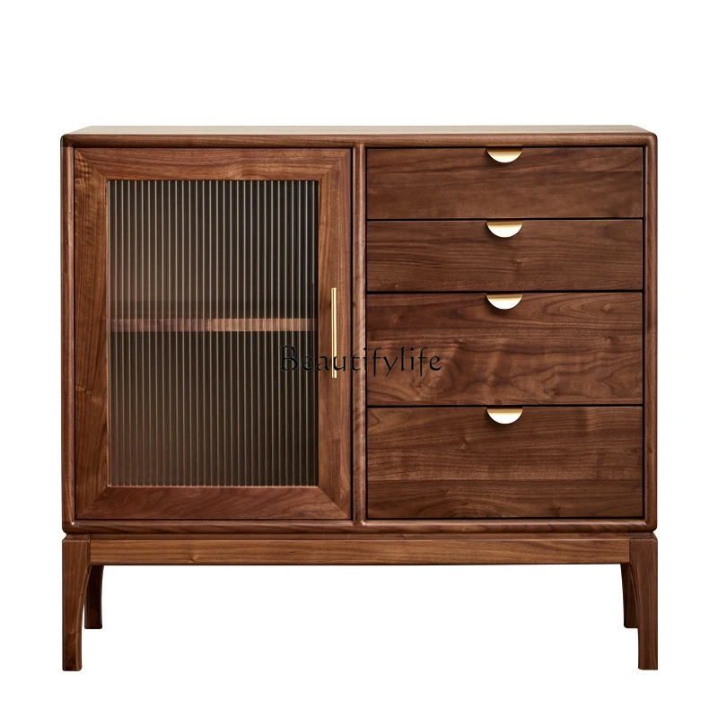 

Nordic solid wood side cabinet modern simple small apartment living room storage and tea cabinet