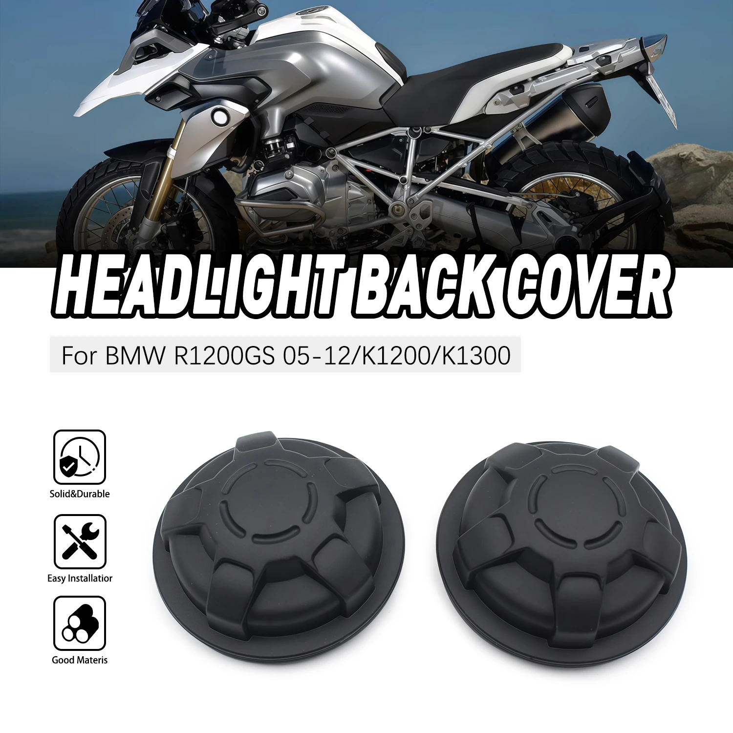 

Motorcycle Headlights Back Cover For BMW R1200GS 2005-2012 K1200 K1300 K1200GS K1200R 05840594 K1300R 05180519 Waterproof Black