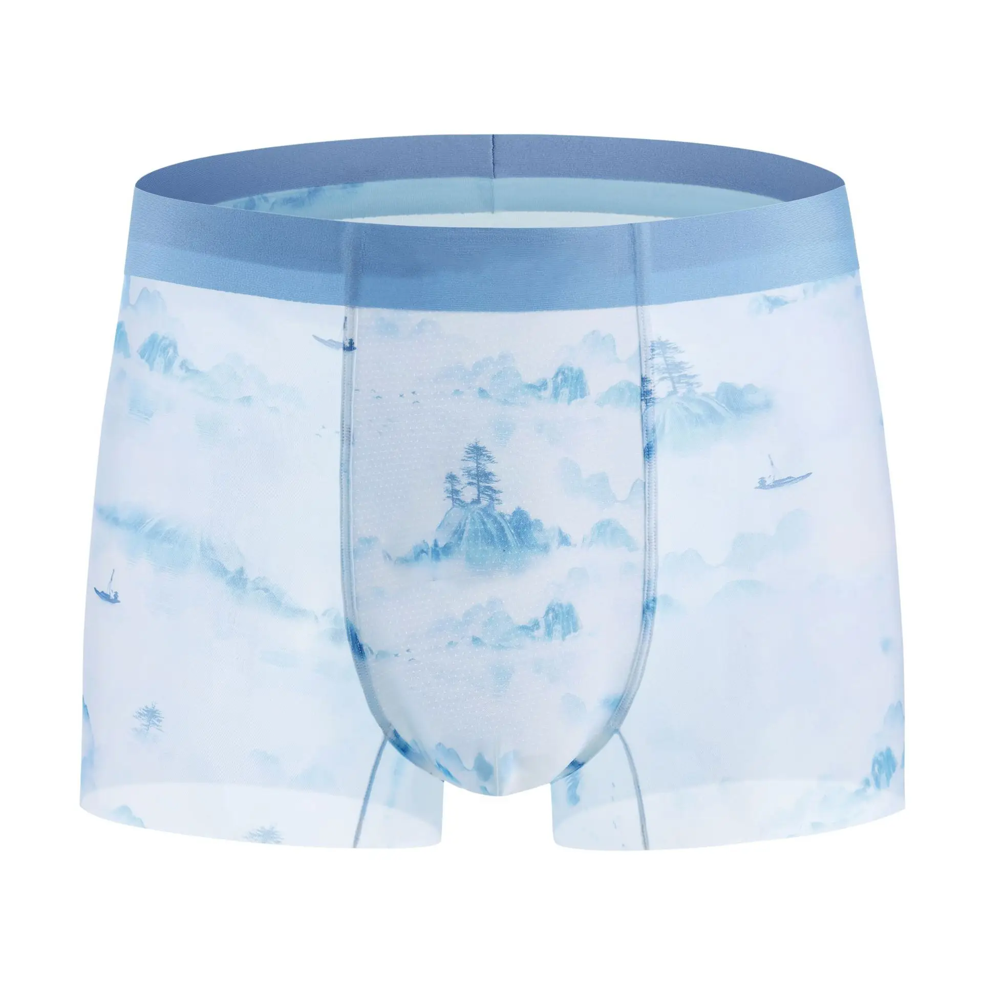 Men's Mesh Absorbent Seamless Butt Lifting Underwear Summer Dry Boxer Briefs Men's Underwear Ultra Thin Ice Silk Boxer Briefs