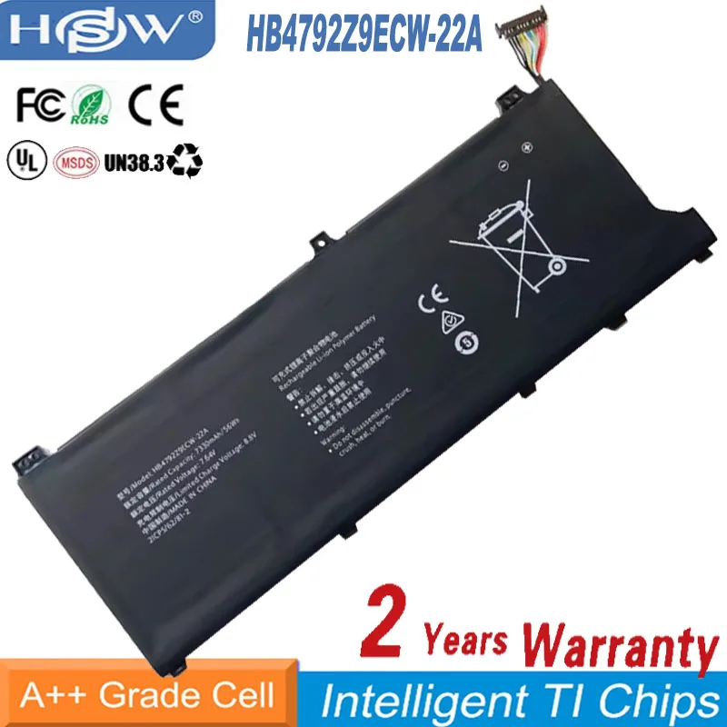 

7.64V 7330mAh/56WH HB4792Z9ECW-22A Laptop Battery For Huawei HONOR NMH-WFQ9HN NDR-WFH9HN NbD-WFH9