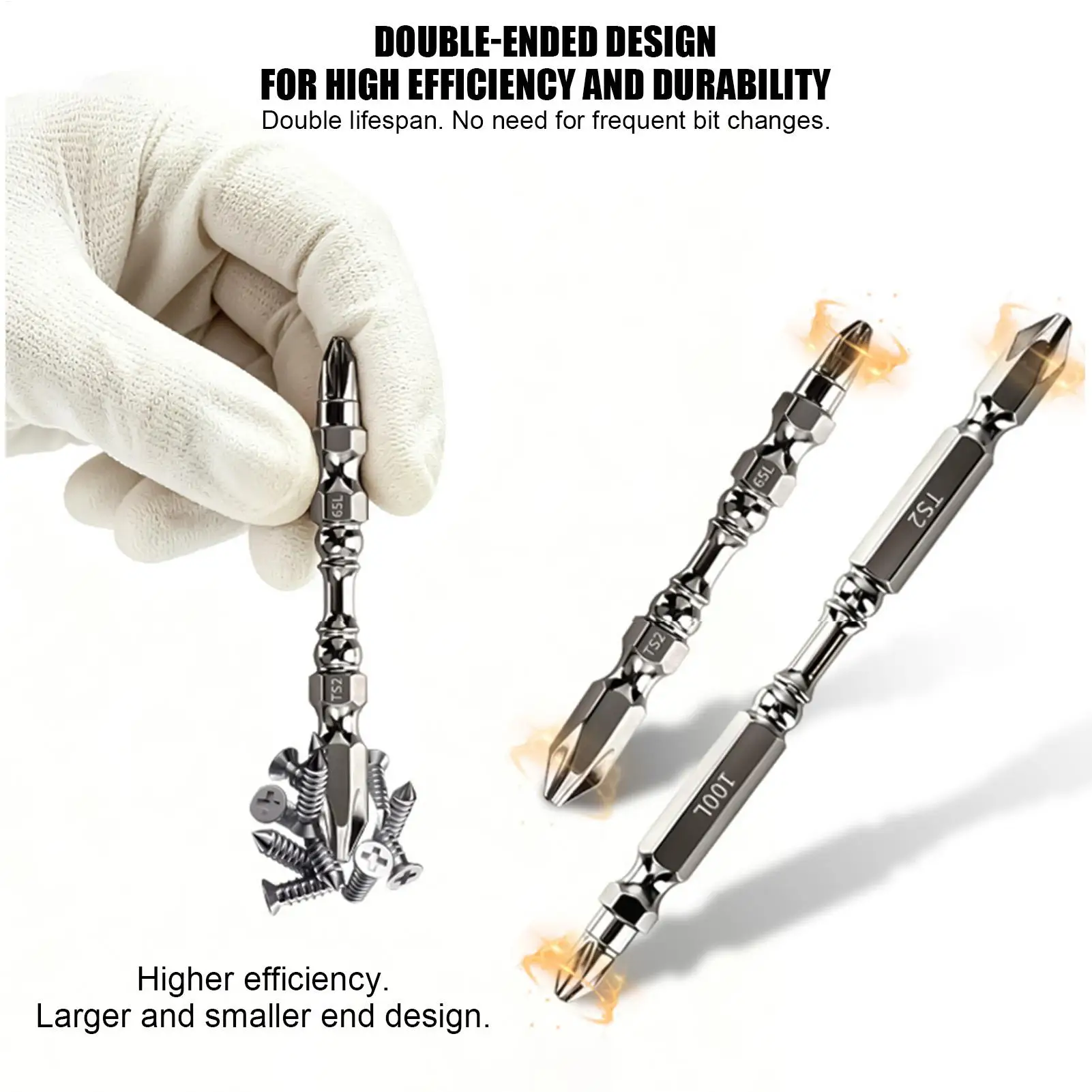 Screwdriver Bit Set Magnetic Heavy Duty Metal Hex Shank Anti-Slip Hand Tools 10-Piece Power Drill Screwdriver Bits For