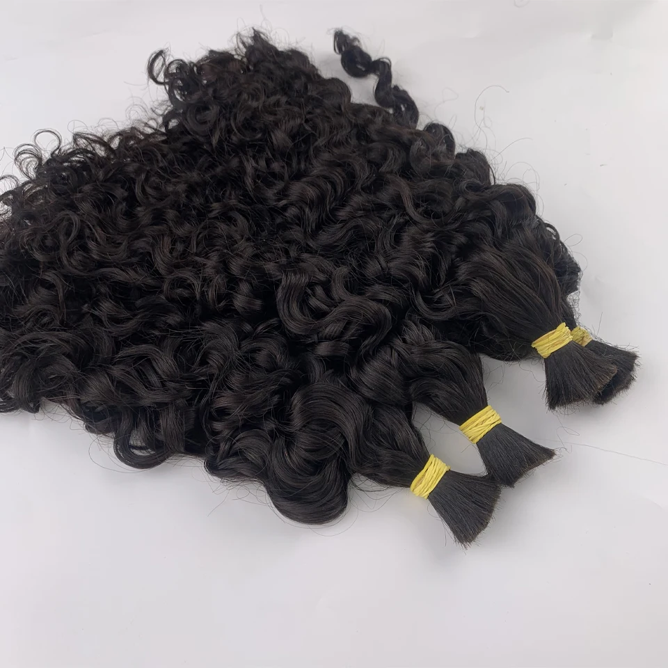 Italian Curly Bulk Human Hair Bundle No Weft for Braiding 100% Unprocessed Human Virgin Hair 12A Water Wave Wet Wavy Hair
