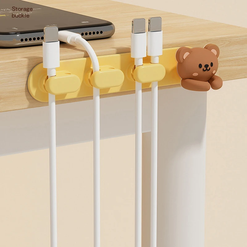 Cute Animals Desktop Data Cable Organizer Self Adhesive Headphone Cable Fixed Clip Office Power Cord Wire Management