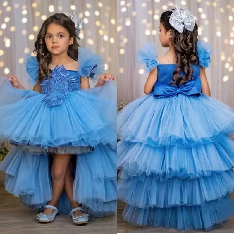 Flower Girl Dresses Sleeveless O-Neck Ball Gown Wedding Bridesmaid Prom Evening Princess Pageant Dress for Girls 1-14