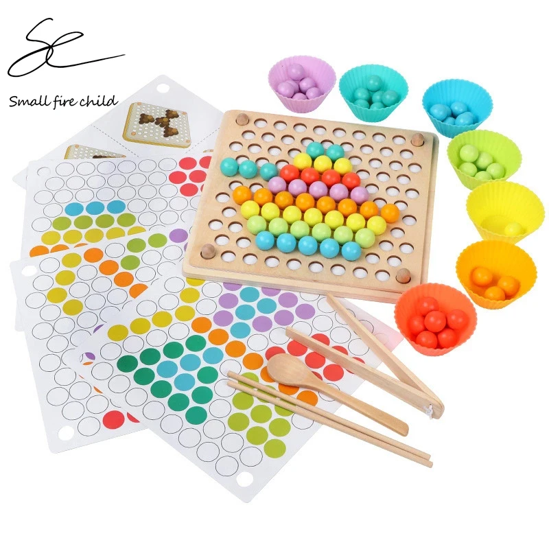 

Kids Hands Brain Training Clip Beads Puzzle Board Math Game Baby Early Educational Toys for Children Montessori Wooden Toys