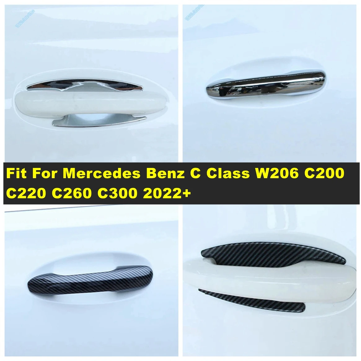 

Exterior Chrome Outside Door Pull Doorknob Handle Bowl Cover Trim For Mercedes Benz C Class W206 C200 C220 C260 C300 2022 - 2024