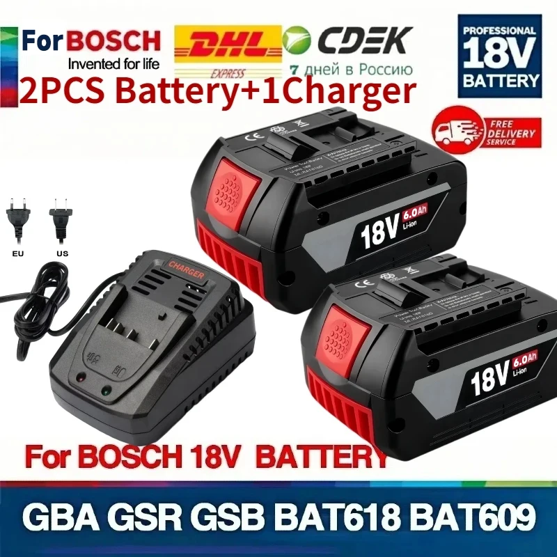 Für Bosch 18V Akku 6,0Ah Lithium-Akku Professioneller Ladeakku für Elektrowerkzeuge Für Bosch Bat618 Bat618G