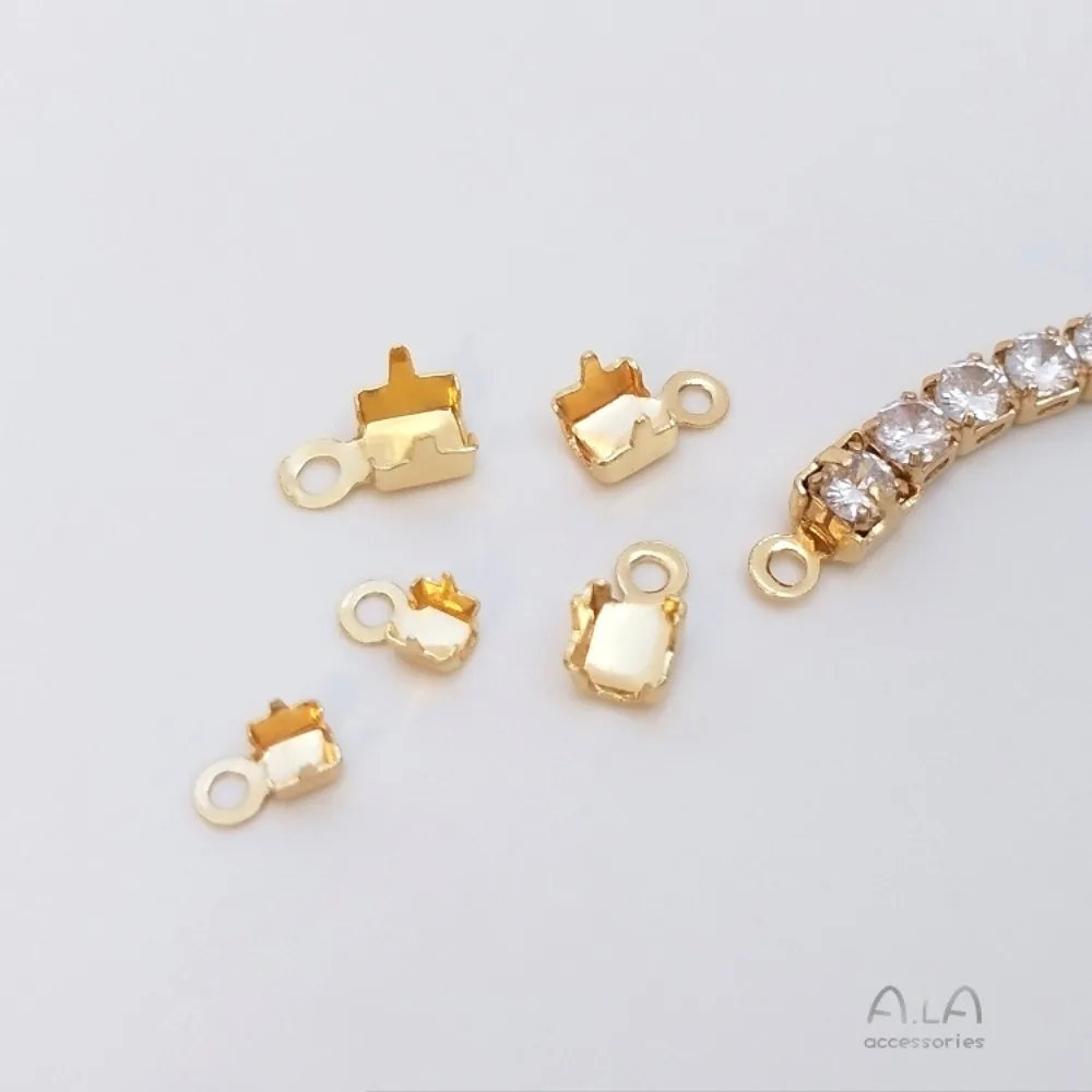 المشابك النحاسية 14K الذهب اللون الزركون مخلب سلسلة مشبك سلسلة كليب مشبك DIY بها بنفسك اليدوية والمجوهرات سوار نهاية اتصال الملحقات