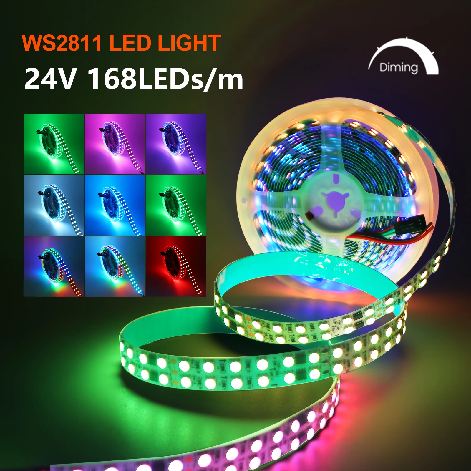 Imagem -05 - Smart Led Pixel Lights Strip Endereçável Individualmente Colorido Rgb 12v 24v 30 60 120 168 180leds por m Ws2811 5m