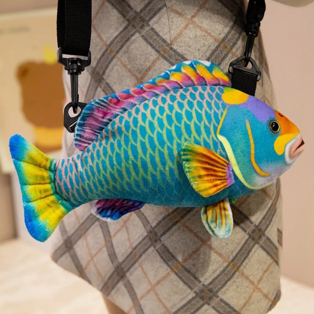 Ocean Animal Fish Single Shoulder Bag Plush Cartoon Simulation Fish Plush Toy Bag Cute Creative Fish Plush Crossbody Bag