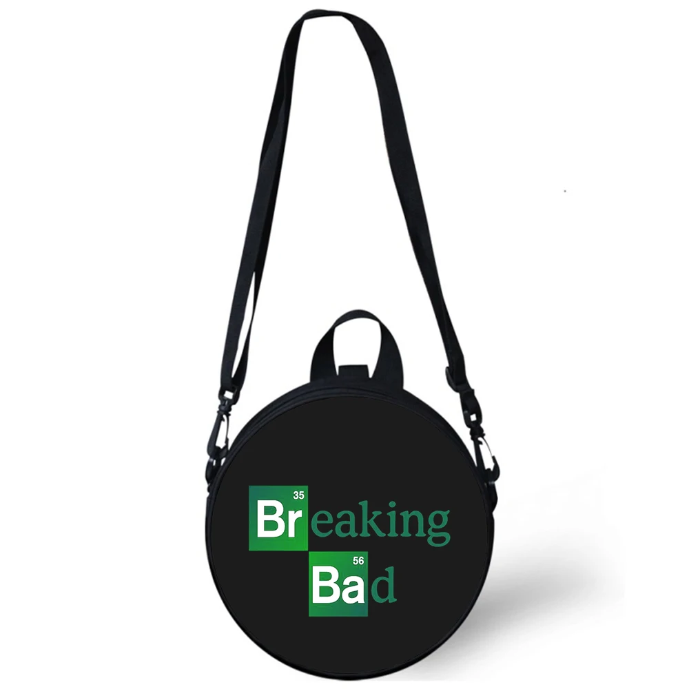 Breaking Bad dziecko przedszkole torba 3D druku torby na ramię Crossbody dla szkoły kobiety Mini okrągły Bagpacks Rugtas torba