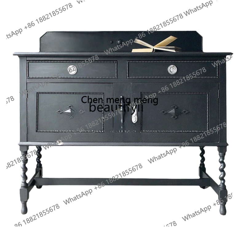 

Black Solid Wood Locker/Neoclassical Chest of Drawers/Multifunctional Storage Cabinet/Entrance Cabinet/