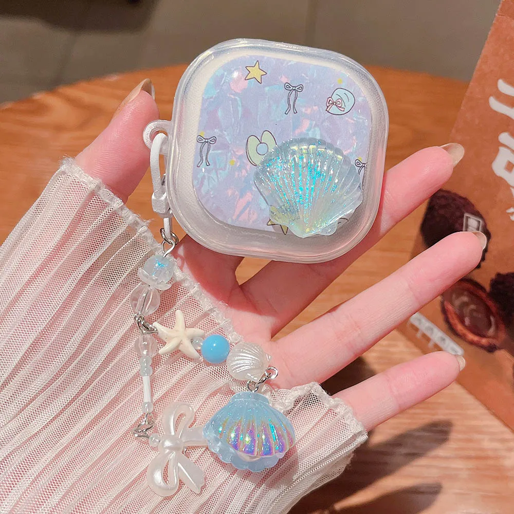 Star Fish Flower Transparent Earphone Case For Redmi Buds 5 6s 6 Pro 7s Soft TPU Cover For Xiaomi Air 3 4 SE with Keychain