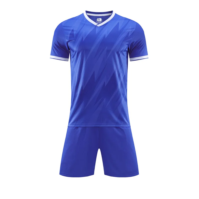 

Royal Blue Dyed Sublimation Professional Soccer Jersey V Neck Collar Overlap Away Match Training Football Kits Premium Teamwear