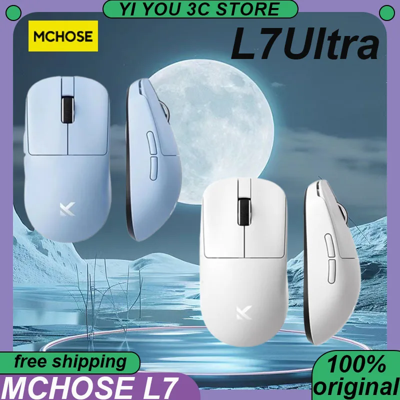 

MCHOSE L7 Ultra Esports Mouse Wireless Tri-mode Lightweight 8K Rechargable PAW3395 Portable Custom Laptop PC Gaming Mice Gift