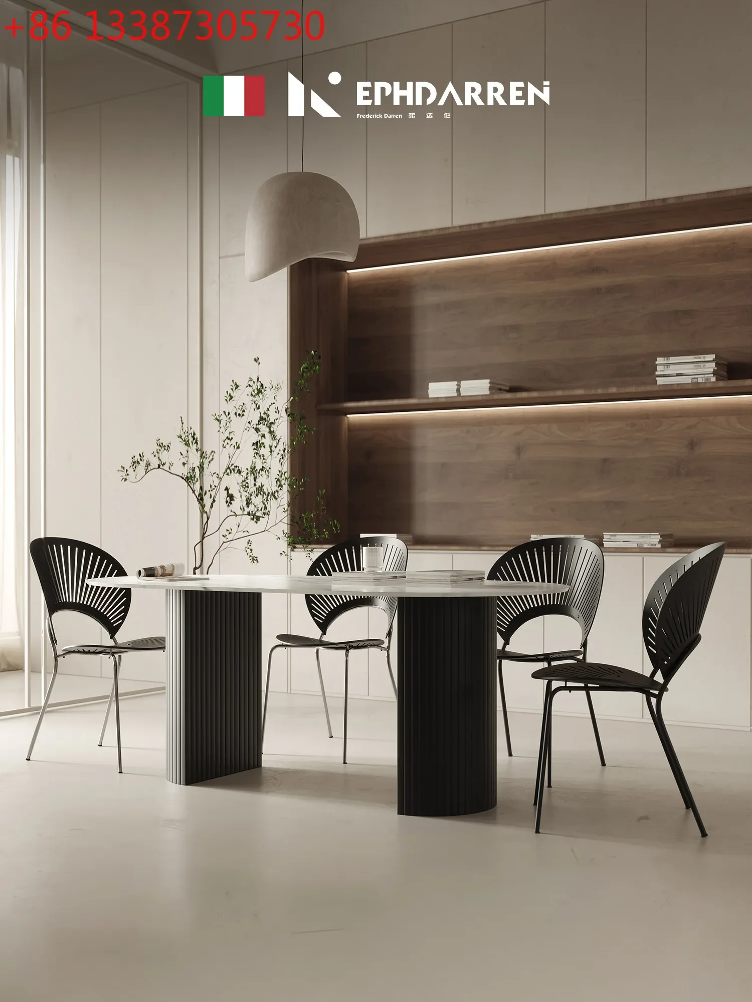 Italian minimalist rock slab dining table and chair combination light luxury small apartment household dining table