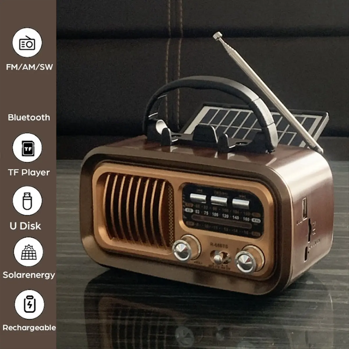 مستقرة-محمول DSP راديو كلاسيكي خمر FM AM SW أجهزة الراديو الرجعية الشمسية سمّاعات بلوتوث MP3 TF USB صندوق تشغيل الموسيقى بطارية قابلة للإزالة