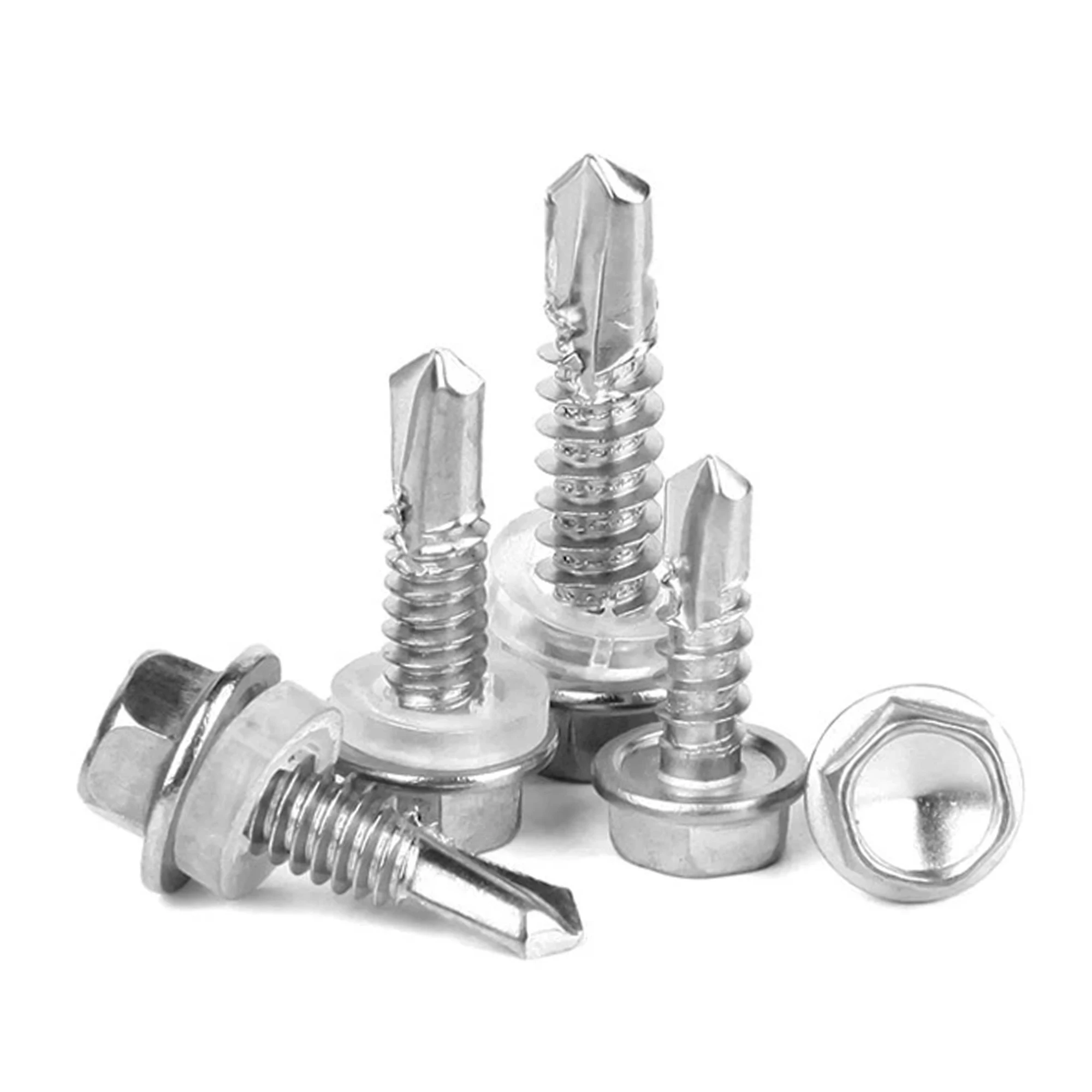 160pcs 410 Stainless Steel #10 Hex Head Self Tapping Screws Assortment #10 Hex Head Self Drilling Screws, Rust Proof Wood Screws