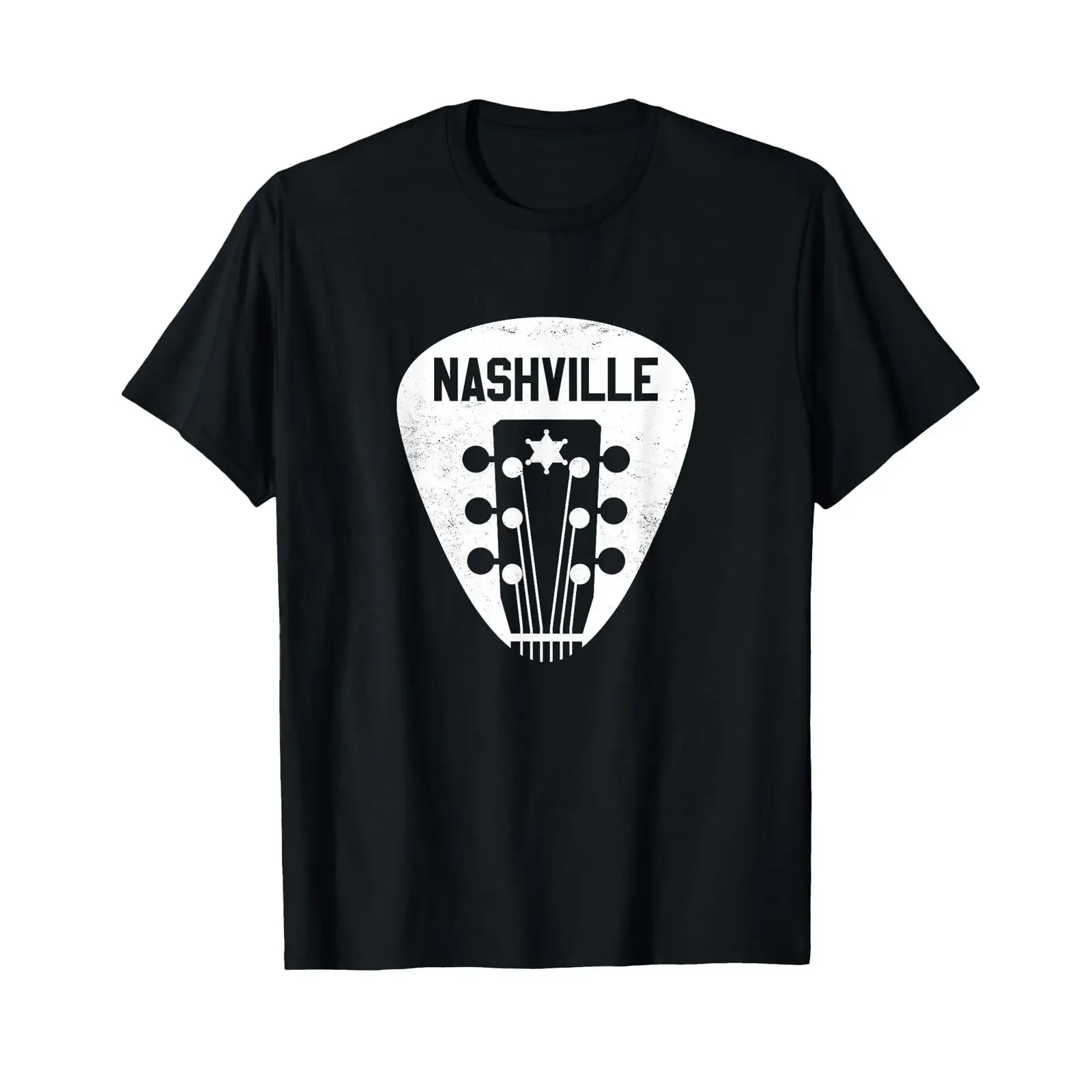 Nashville Guitar Pick T-Shirt Country Music City Guitarist Vintage Washed Top für den Alltag, Designer-Kleidung, Streetwear