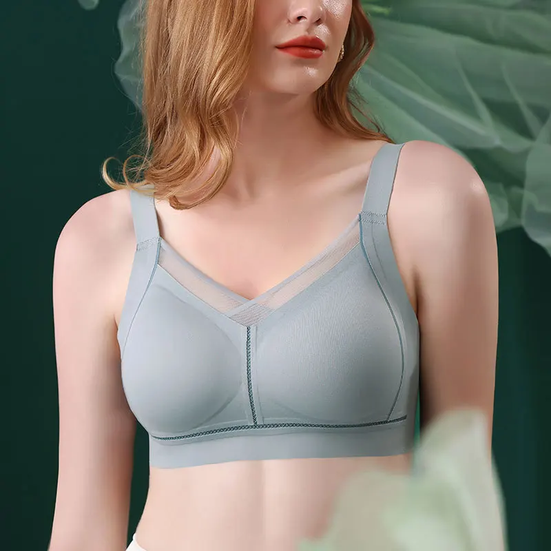 

Plus Size Bra 75BCD-110 BCDE Cup Bra Wireless Solid Full Cup Women Oversized Thin Cup Bra Seamless Wire Free