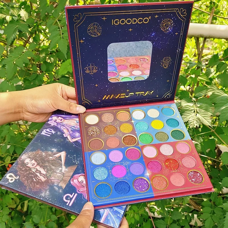 Paleta de maquillaje de 36 colores para vacaciones, maquillaje de escenario, paleta de sombras de ojos, polvo brillante mate, lentejuelas