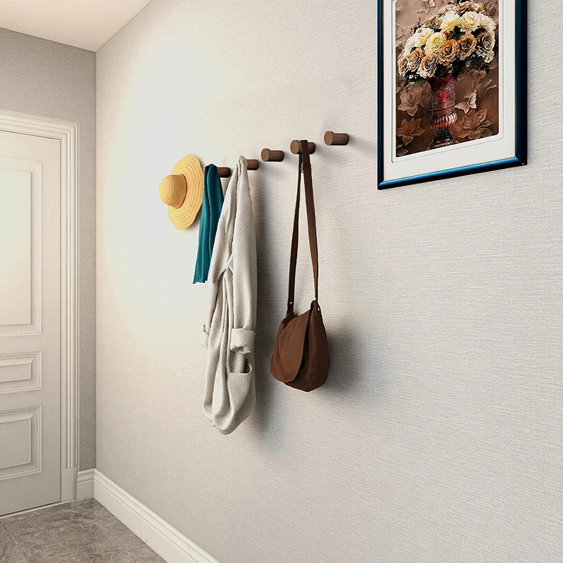 4Pcs Natural Wooden Coat Hooks Wall Mounted, Handmade Rustic Hat Hooks Entryway Wall Hangers for Hanging Towels, Clothes, Bags