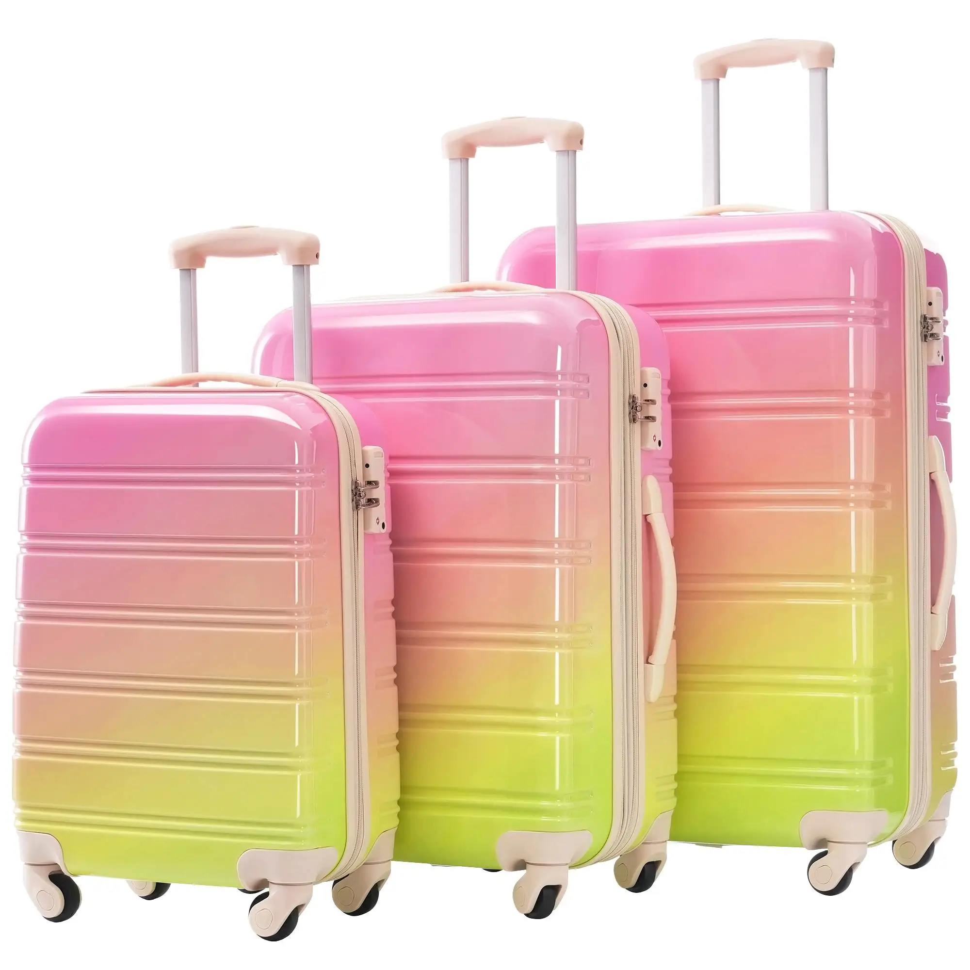 Hardshell Luggage Sets 3 Piece Gradient Color Expandable Suitcase with Spinner Wheels and TSA Lock Lightweight 20