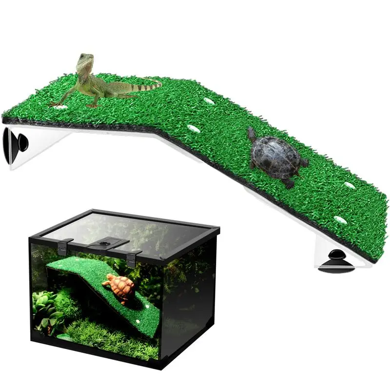 Reptile Lawn Climbing Turtle Basking Platform Ladder Simulation Grass Ramp Aquatic Turtle Water Tank Accessories Habitat Decor