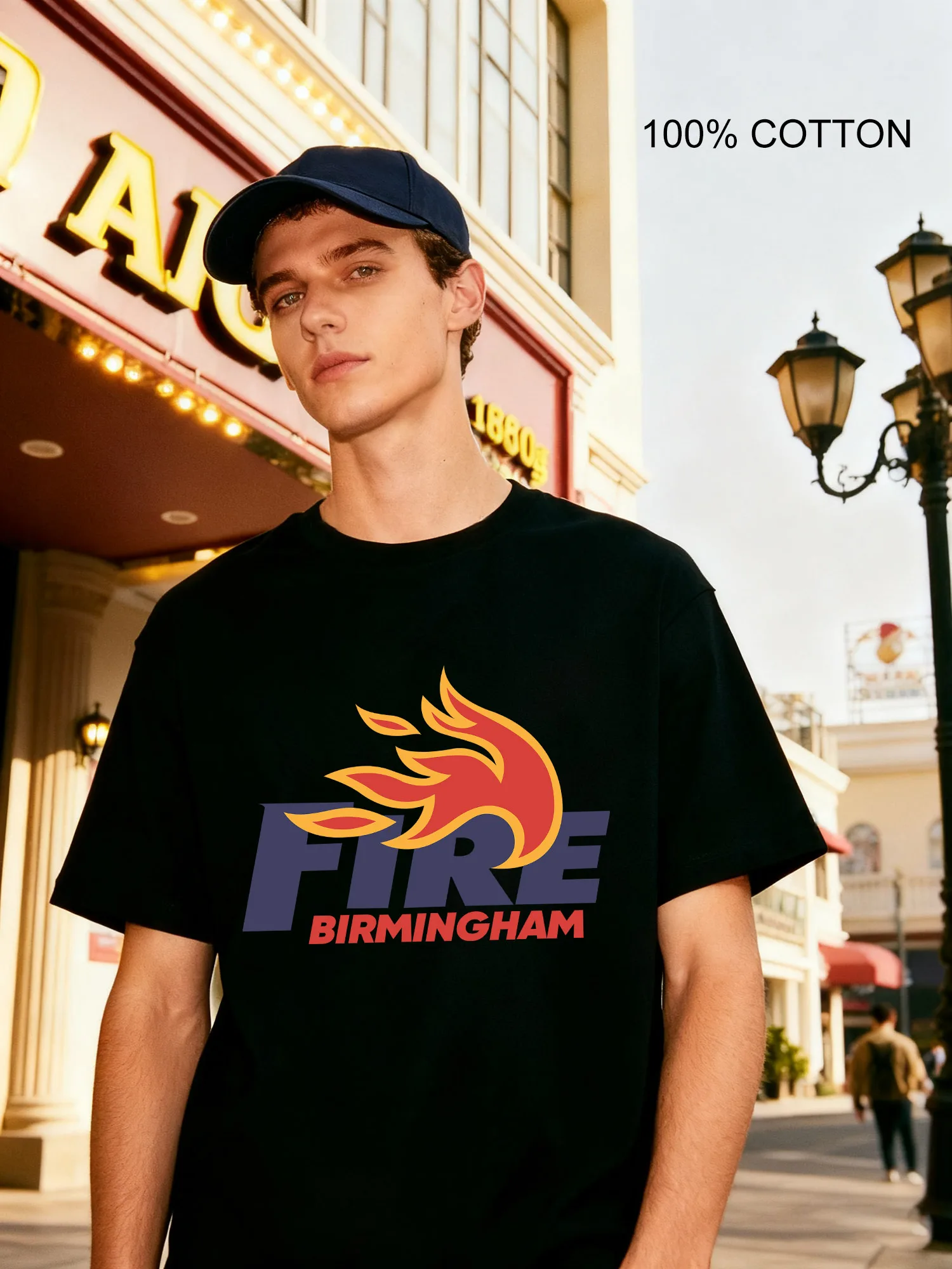 

Мужские футболки Birmingham Fire, повседневный дизайн, футболка с круглым вырезом, 180 г, уличная, 100% хлопок