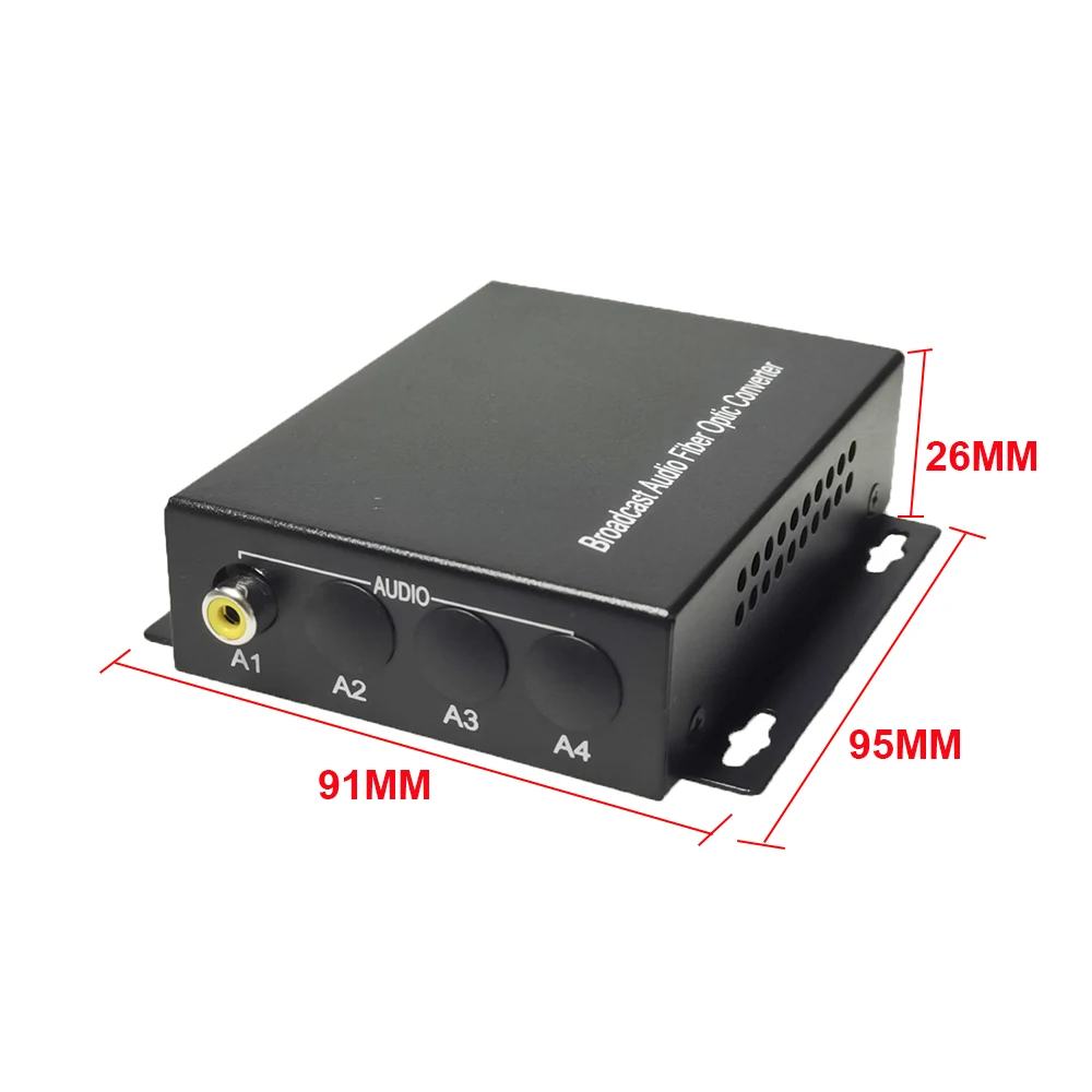 RCA audio fiber media converter 1CH audio broadcast fiber transceiver one transmitter to multiple receivers for PA system DC12V