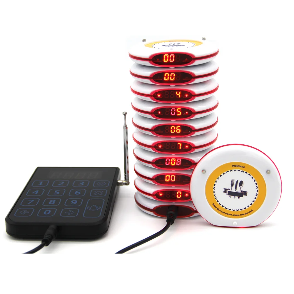 Red Light Strong Signal Vibrating Waterproof Wireless Restaurant Guest Food Buzzer Queue Calling Paging System Coaster Pager